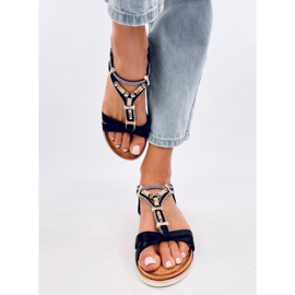 Montier Sandalias cuentas negras negro 2