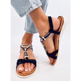 Montier Sandalias cuentas negras negro 3