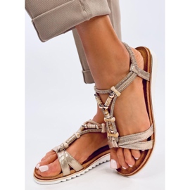 Sandalias Montier doradas con cuentas dorado 5