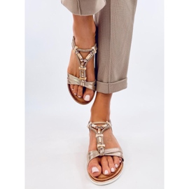 Sandalias Montier doradas con cuentas dorado 2