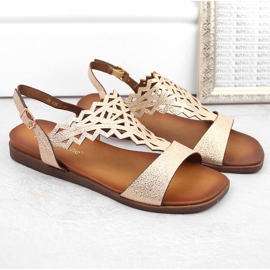 Sandalias planas de mujer caladas doradas Sergio Leone SK070H dorado 4