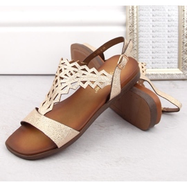 Sandalias planas de mujer caladas doradas Sergio Leone SK070H dorado 5