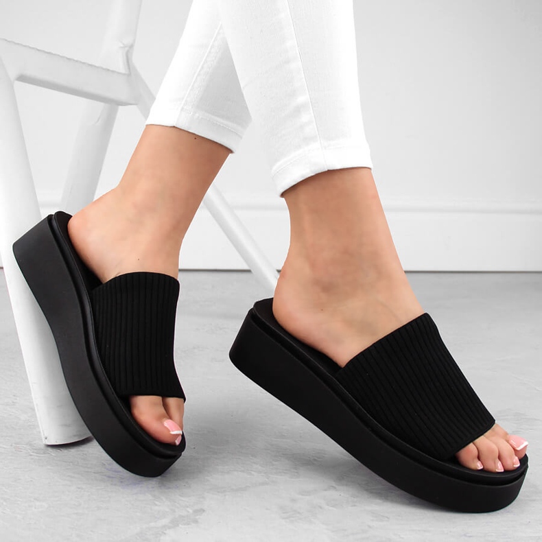 Chanclas de mujer textil negras de Sergio Leone SK083H negro 1