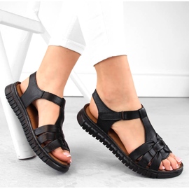 Sandalias mujer piel con velcro, negro Artiker 54C0812 1