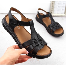Sandalias mujer piel con velcro, negro Artiker 54C0812 4