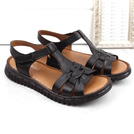 Sandalias mujer piel con velcro, negro Artiker 54C0812 5