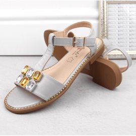 Sandalias cómodas de mujer plateadas con circonitas S.Barski 030 plata 7