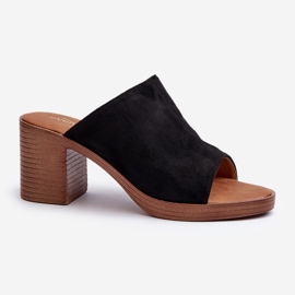 Chanclas de mujer elegantes y ligeras con tacón alto, Black Varnila negro 1