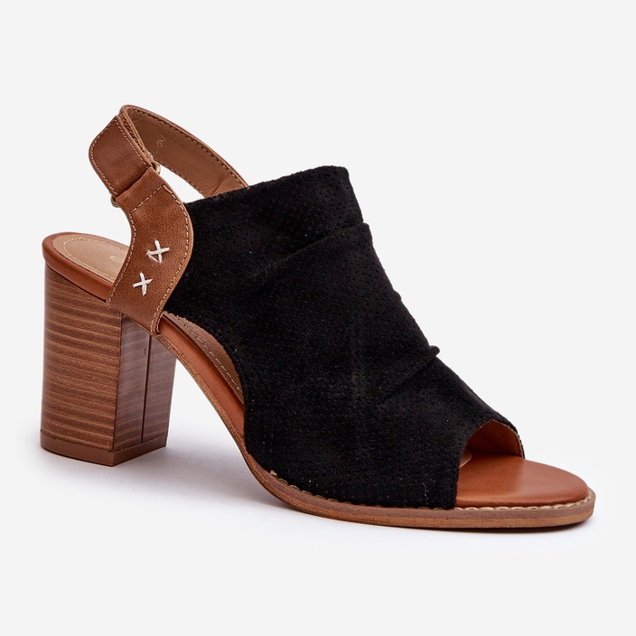 Sandalias Mujer Tacón Alto Calado Negro Rosca 1 Sandalias Mujer Tacón Alto Calado Negro Rosca 1