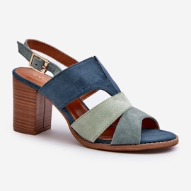 Sandalias de Mujer Confeccionadas en Ante Ecológico con Tacón Alto, Azul Qutima 1 Sandalias de Mujer Confeccionadas en Ante Ecológico con Tacón Alto, Azul Qutima 1