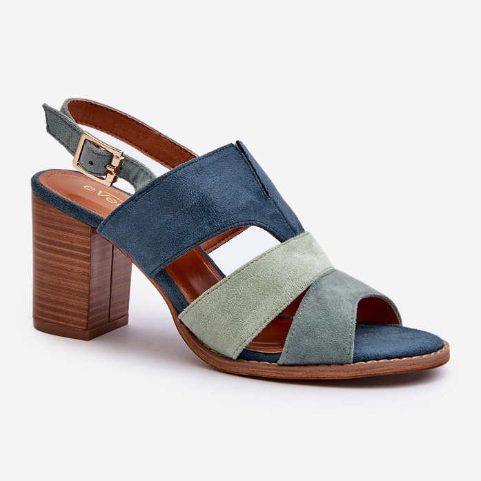 Sandalias de Mujer Confeccionadas en Ante Ecológico con Tacón Alto, Azul Qutima 1 Sandalias de Mujer Confeccionadas en Ante Ecológico con Tacón Alto, Azul Qutima 1