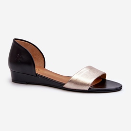 Sandalias de Piel Maciejka 1971-67 Negro y Dorado 1
