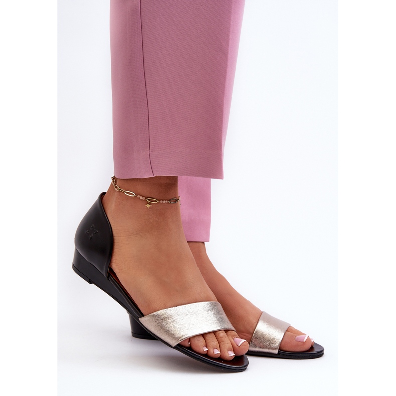 Sandalias de Piel Maciejka 1971-67 Negro y Dorado 2