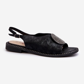 Sandalias De Mujer Con Adorno En Tacón Plano S.Barski KV24-057 Negro 1