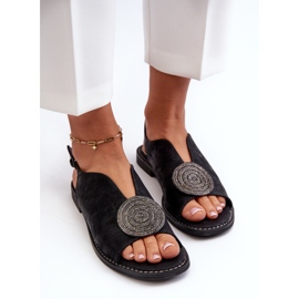 Sandalias De Mujer Con Adorno En Tacón Plano S.Barski KV24-057 Negro 5