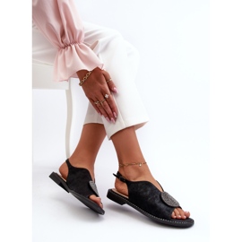 Sandalias De Mujer Con Adorno En Tacón Plano S.Barski KV24-057 Negro 6
