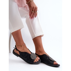 Sandalias De Mujer Con Adorno En Tacón Plano S.Barski KV24-057 Negro 7