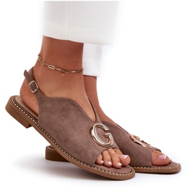 Sandalias Mujer Elegantes Con Decoración Ante Eco S.Barski KV27-058 Marrón 9