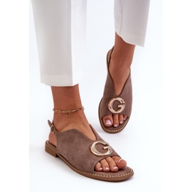 Sandalias Mujer Elegantes Con Decoración Ante Eco S.Barski KV27-058 Marrón 4