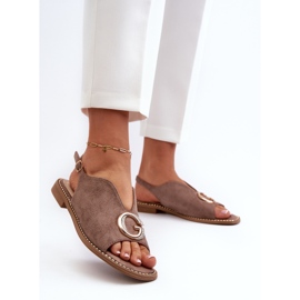 Sandalias Mujer Elegantes Con Decoración Ante Eco S.Barski KV27-058 Marrón 3