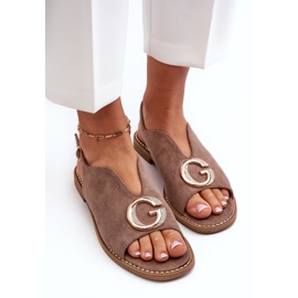 Sandalias Mujer Elegantes Con Decoración Ante Eco S.Barski KV27-058 Marrón 5