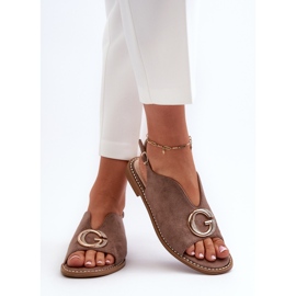 Sandalias Mujer Elegantes Con Decoración Ante Eco S.Barski KV27-058 Marrón 6