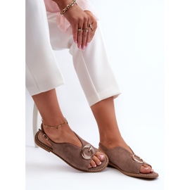 Sandalias Mujer Elegantes Con Decoración Ante Eco S.Barski KV27-058 Marrón 7