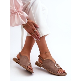Sandalias Mujer Elegantes Con Decoración Ante Eco S.Barski KV27-058 Marrón 8