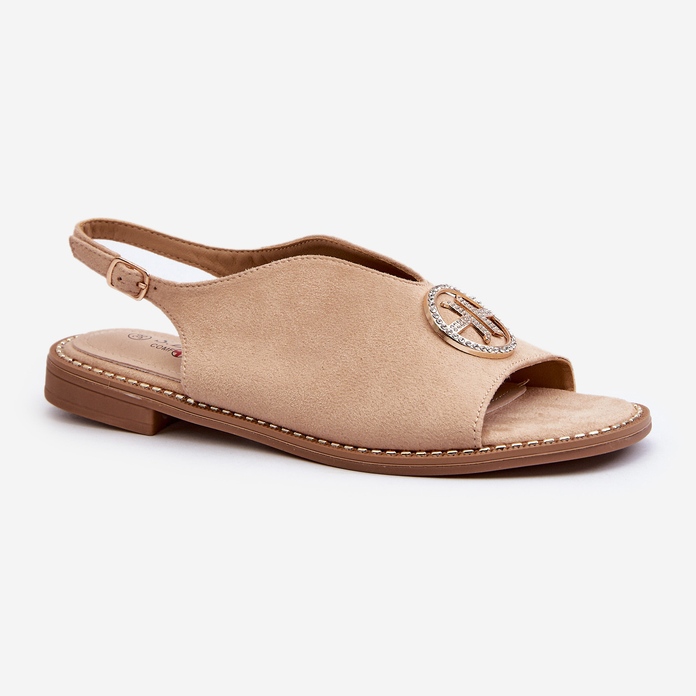 Sandalias De Mujer Con Decoración Dorada Ante Ecológico S.Barski KV27-059 Beige 1