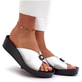 Chanclas Mujer Piel Con Adorno Plata S.Barski KV27-027 9