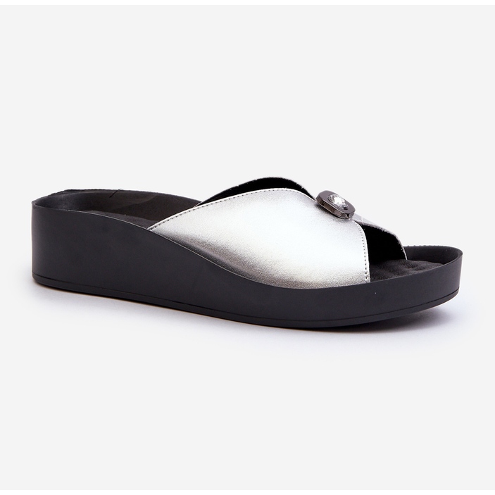 Chanclas Mujer Piel Con Adorno Plata S.Barski KV27-027 1