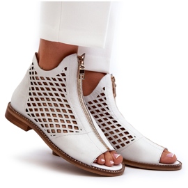 Zazoo 977/L Sandalias Piel Calada Con Cremallera, Blanco 8