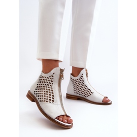 Zazoo 977/L Sandalias Piel Calada Con Cremallera, Blanco 3