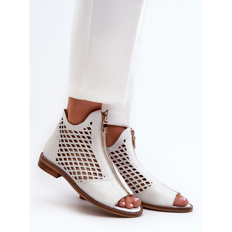 Zazoo 977/L Sandalias Piel Calada Con Cremallera, Blanco 2