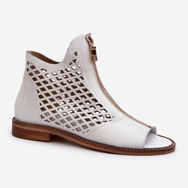 Zazoo 977/L Sandalias Piel Calada Con Cremallera, Blanco 1