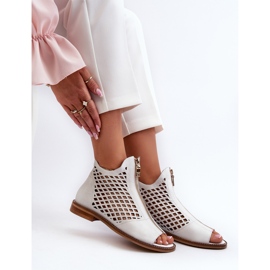 Zazoo 977/L Sandalias Piel Calada Con Cremallera, Blanco 7