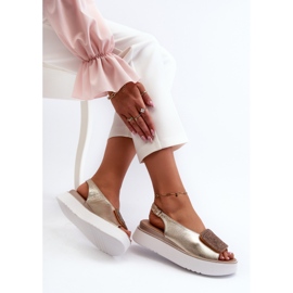 Zazoo 1786 Sandalias de Mujer de Piel con Plataforma y Adorno Dorado 7