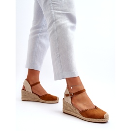 Joia Sandalias Alpargatas De Ante Con Cuña Y Trenza Camel marrón 2