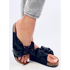 Zapatillas casa de corcho con lazo Amur Negro 2