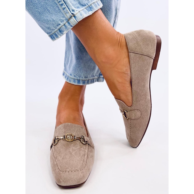 Mocasines mujer Rhona Khaki hebilla beige 1