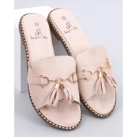Lapierr Chanclas beige con flecos 1