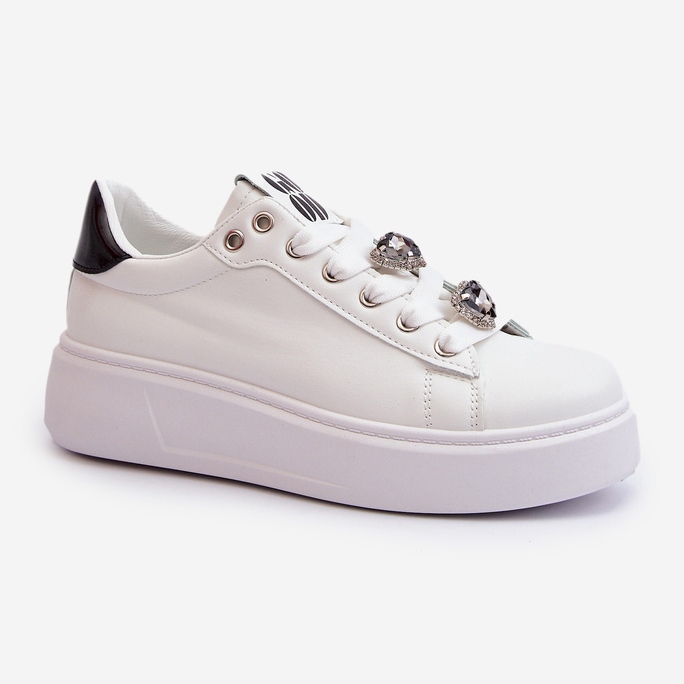 Zapatillas De Mujer Con Plataforma Y Pins De Corazón, Blanco Azamia 1