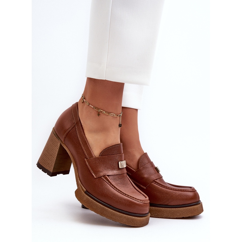 Zazoo 20169 Zapatos Tacón Piel Marrón 2