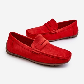 Mocasines Wesley de ante de hombre de color rojo 1