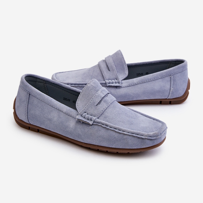 Mocasines Wesley de ante de hombre de color azul 1