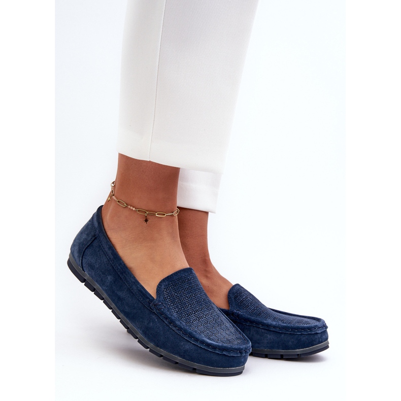 Mocasines Mujer Ante, Azul Marino S.Barski LR755 2
