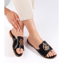 Chanclas planas de mujer negras negro 1