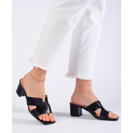 Chanclas de mujer negras con tacón negro 3