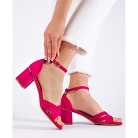 Sandalias tacón ante rosa rosado 1
