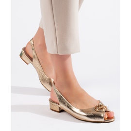 Sandalias planas elegantes doradas dorado 3